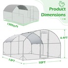 Large Metal Chicken Coop Walk-in Poultry Cage Hen House Dome Roof W cover Yard