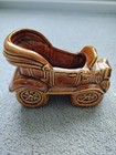 Vtg  antique Car  Ceramic Garden Planter Made In Japan Brown Glaze 6 5 x3 5 