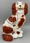 Antique Staffordshire Spaniel Mantel Dog Red White King Charles Figurine 25cm