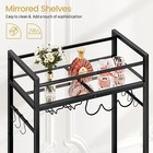 Homedawn Bar Cart With Wine Rack  Serving 23 7 d X 13 w X 33 h  Black 