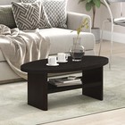 Jaya 2-tier Black Oval Coffee Table Dark Oak Wood Side End Table