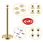 Stainless Steel Stanchion Post  5 Ft Red Carpet Ropes And Poles  4 Pcs Gold Stan