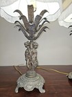 Pair Of Antique French Brass Table Lamps 3 Graces Lady Figurines