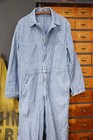 Vtg Sanforized Prentice Zipper Herringbone Conductor Striped Coveralls Jumpsuit