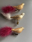 3 Vintage Christmas Blown Glass Clip On Lot Bird Ornament 6  Yellow