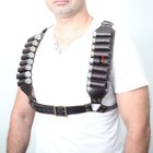 Cowhide Leather Shotshell Bandolier Belt And Shoulder Harness Hunting Ammo Pouch