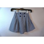 Girls Navy Blue Gingham Check Pleated Button Front Skirt Size 5