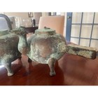 Pair Of Archaic Chinese Style Bronze Tripod    he    Pouring Vessels