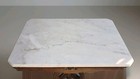 Antique Eastlake Table With White Gloss Marble Top Walnut Base   Casters