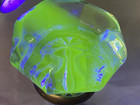 Octagon Crystal Manganese Glass Antique Door Knobs On Brass  Vintage Original     