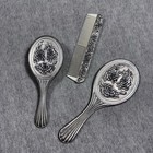 Vtg 3 Piece Dresser Vanity Set Silver Plated Mirror  Brush And Comb  heavy 