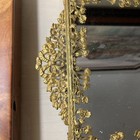 Vtg Gold Metal Mirror Oval Vanity Tray     Ornate Hollywood Regency Baroque 14   