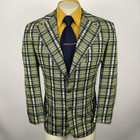 Vintage 1970s Jacket Blazer Leisure Suit Sport Coat Disco Mcm Ugly Plaid Mens 42