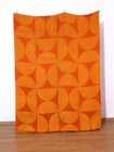 2 Vintage Heavy-weight Fabric Curtains Orange Geometric 70s Mid-century 62 x45 