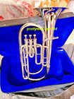 Baritone Horn Of Pure Brass Metal In Silver Chrome Polish cushion Box  Free Ship