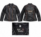 Real Leather Women s Harley Davidson Motorcycle Jacket Black Orange Xl