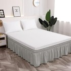 Easy To Install Wrap Around Bed Skirt Three Fabric Sides Elastic Dust Ruffled   