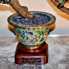 Large 18  Vintage Chinese Peking Glass-jade Bonsai Tree In Cloisonne Bowl W base