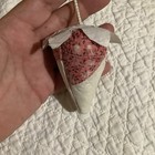 Strawberry Emery   Pincushion Faded Red   White Quilt Piece Tattered Linen    cap   