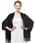 Soft  Silky Cashmere Blend Pashmina Shawl Wrap  Solid Black Ladies Scarf  New 