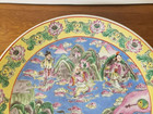 C  1920 Famille Jaune Chinese Enameled Porcelain Immortals Motif Charger Plate