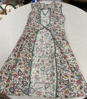 1950s Handmade Apron Paisley Floral Cotton Prairie Pattern Unfinished Hem