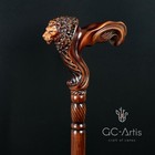 Wood Carved Handcrafted Lion Head Wooden Walking Stick Luxury Collectible Cane