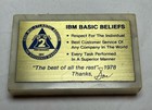 Vintage Ibm Computer Marble Paperweight Basic Beliefs 1978 Employee Award