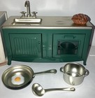 Maileg Mouse Metal Green Kitchen Sink stove Utensils Fridge Ln
