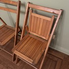 Vintage Pair Of Mid Century Modern Rustic Folding Slat Wood Chairs Clean 