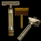 3 Vintage Antique Hoffritz German Safety Razor Ever-ready Valet Strop Shave Soap