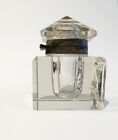 Antique Victorian Panel Cut Crystal Glass  Inkwell With Horse Scene  2 5  Tall
