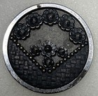 Antique Victorian Metal Button Basket Weave Floral Multifaceted Steel Design