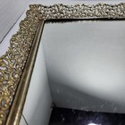Vintage Filigree Vanity Mirror Tray Gold Tone Ornate Hollywood Regency 14x10