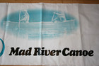 Vtg Old Mad River Canoe Sign Smoking Bunny Vinyl Sailing Paddle Boat Banner Nice