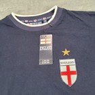 England Football Soccer Jersey T Shirt Navy Blue White Trim Crest Logo Men L New