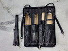 Drum Stick Bag Leather Drumstick Case Percussion Drummer Gift With Strap Black