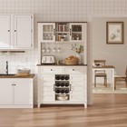 72  White Pantry Cabinet Coffee Bar tall Kitchen Storage With Adjustable Shelves