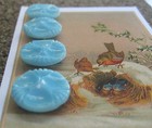 Set Of 4 Vintage 3 4  Blue  Pinched Glass Buttons  pre Wwii - Nos