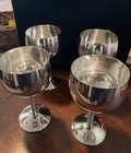 4 Rare Vintage Famipa Prizren Silver Plated Wine Goblets - Made In Albania