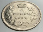 1900 Round 0 Canada Small Five Cents Victoria Circulated 5 Silver Coin Ngs024