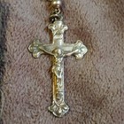 Antique Old Sterling Silver Rosary Crucifix With Leather Pouch Catholic Jesus 