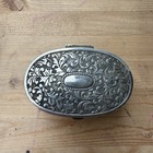 Vintage Oval Jewelry Trinket Box Casket With Red Velvet Lining Ornate