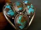 Southwest Ronie   Ramil Glodove Spiderweb Turquoise Cluster Sterl Cuff Bracelet