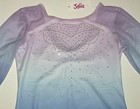 Justice Leotard Bodysuit Ombre Purple Blue Rhinestones Long Slv New Child Girl