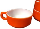 Vintage Beautiful Orange Handle Large Stackable Mug Soup Glass Cup Set Of 5