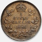 1920 Canada King George V 5c Five Cents 92 5  Silver Coin Sterling          