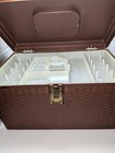 Vintage Sewing Box Wilson Plastic Wil-hold Basket Weave Brown With Tray 14 