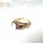Vintage Antique 3ct Oval Opal   Amethyst Engagement Ring 14k Yellow Gold Finish