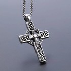 Men Silver Irish Celtic Trinity Knot Cross Pendant Prayer Necklace Chain 24 